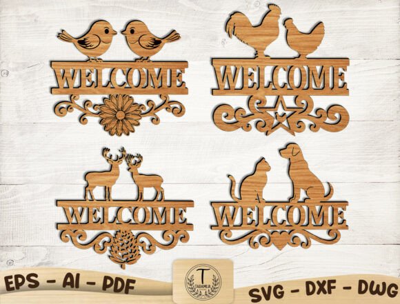 Animal Welcome Sign Laser Cut Files SVG