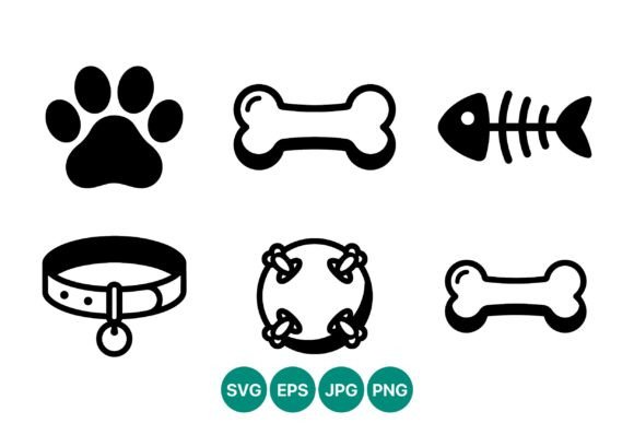Black Bone Paw Collar Pet Icons