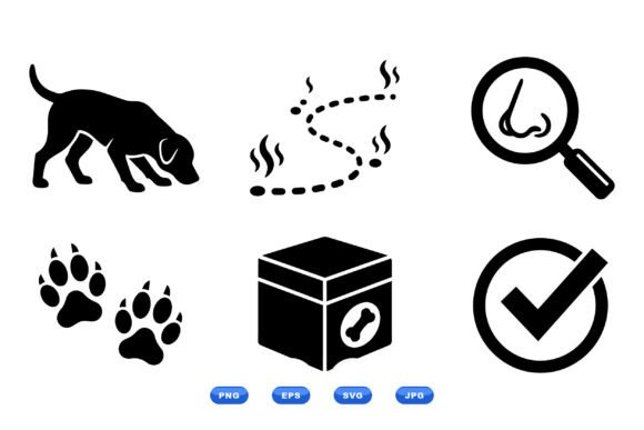 Canine Scent Icon Clipart Set
