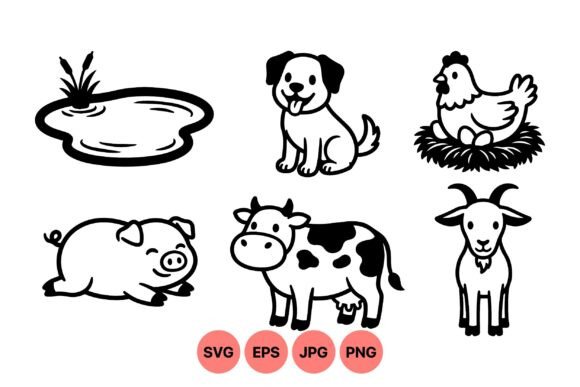 Cute Farm Animal Vector Clipart