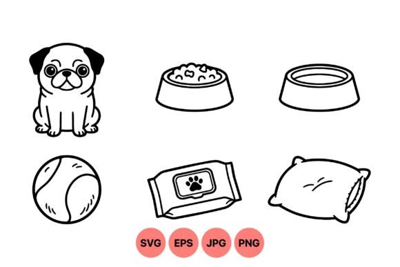 Cute Pug Pet Supplies Clipart
