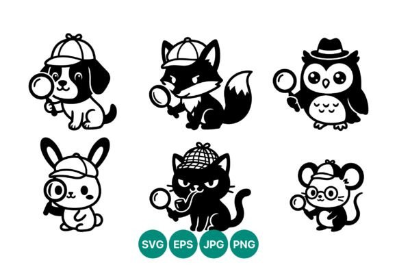 Detective Animal Vector Set