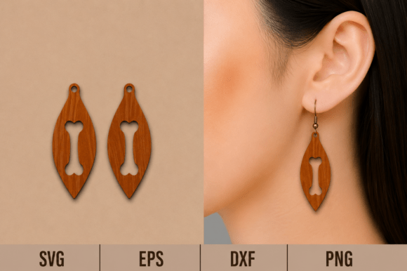 Dog Bone Wood Earrings SVG Laser Cut