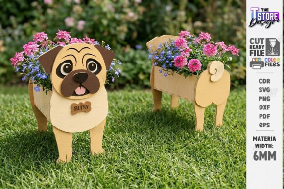 Dog Breeds Wooden Planter Laser Cut