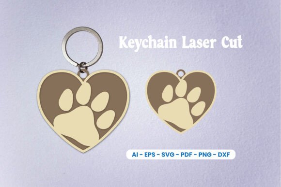 Dog Paw Keychain Laser Cut SVG