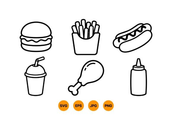 Fast Food Icon Clipart Set