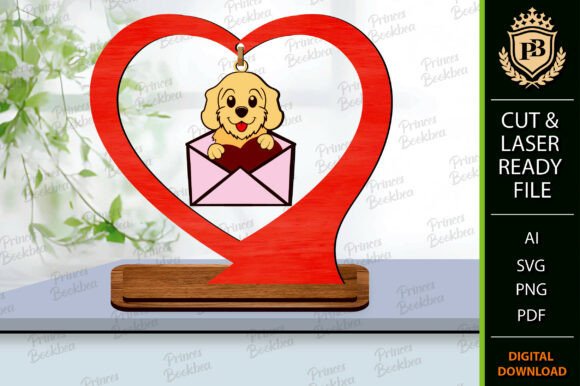 Hanging Valentine Dog Laser Cut