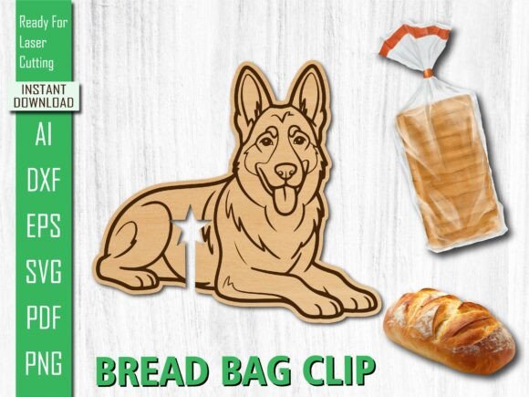 Laser Cut Animal Laying Dog Bread Clip