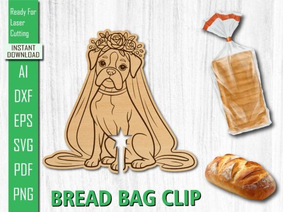 Laser Cut Dog Floral Lover Bread Clip