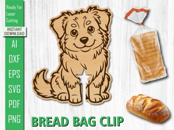 Laser Golden Retriever Dog Bread Clip