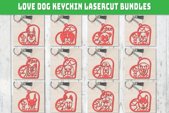 Love Dog Keychain Laser Cut BUNDLES
