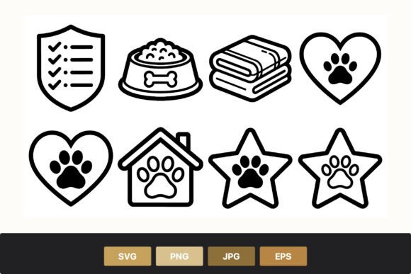 Pet Care Black and White Icons