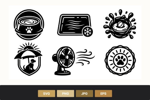 Pet Care Black and White Icons Set