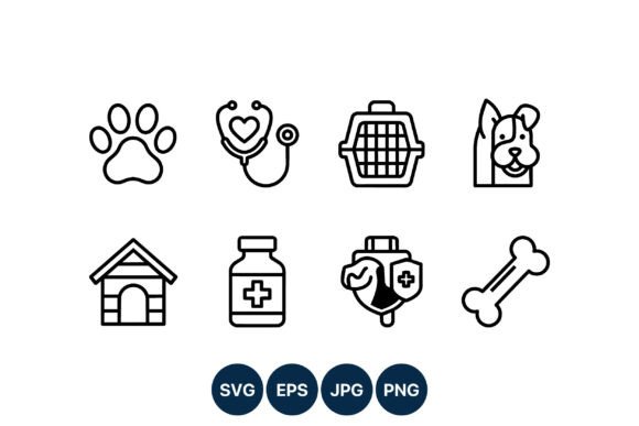 Pet Care Line Art Icons