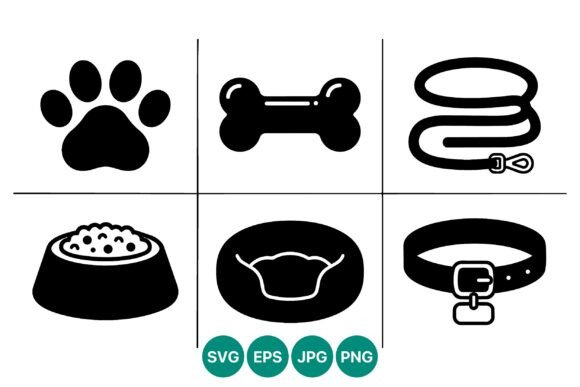 Pet Paw Bone Leash Food Bowl Collar