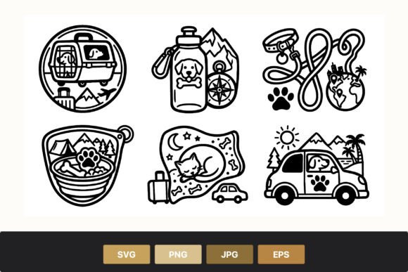 Pet Travel Line Art Icons