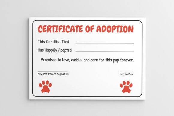 Playful Pet Adoption Certificate Design