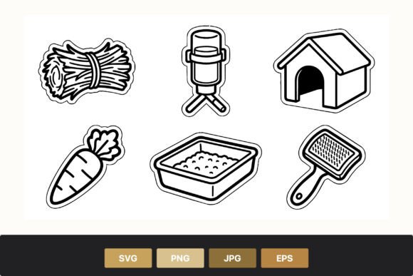 Rabbit Care Icons Black White