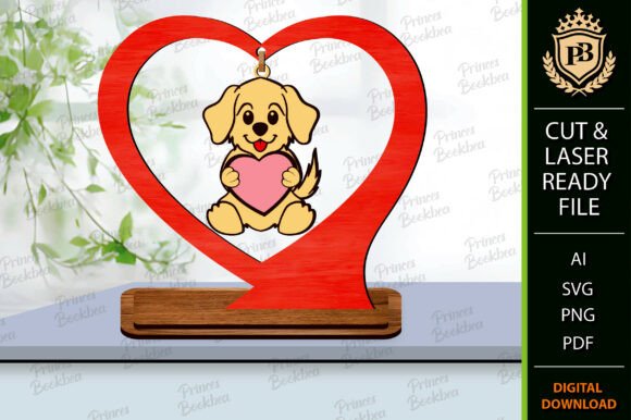 Valentine Dog Hanging Laser Cut