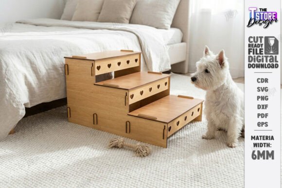 Wooden Pet Stairs Laser Cut Pet House